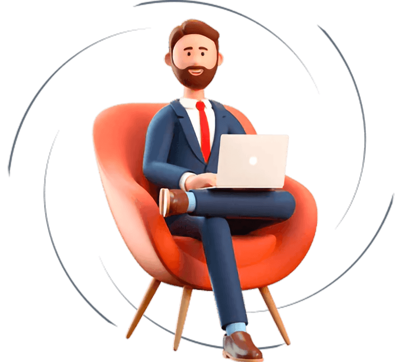 Character with laptop